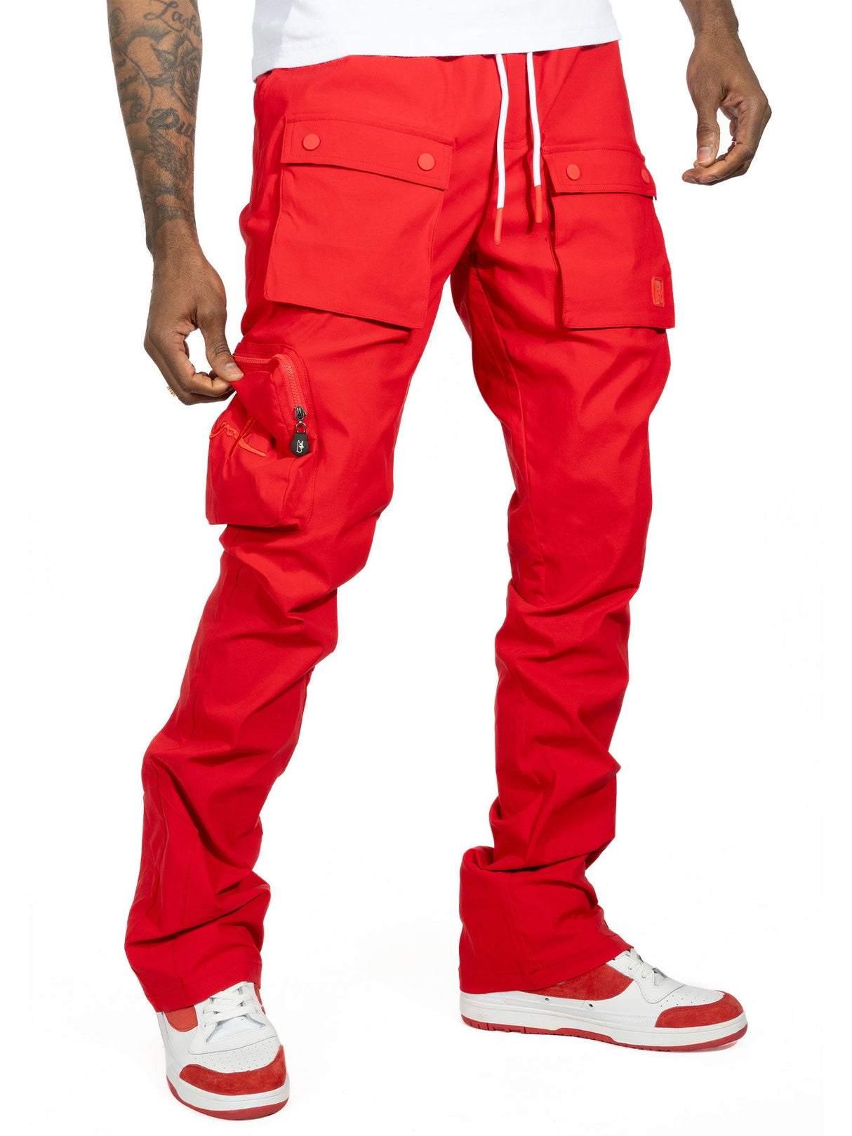 Makobi M1625 Sartoni Nylon Stacked Pants - Red