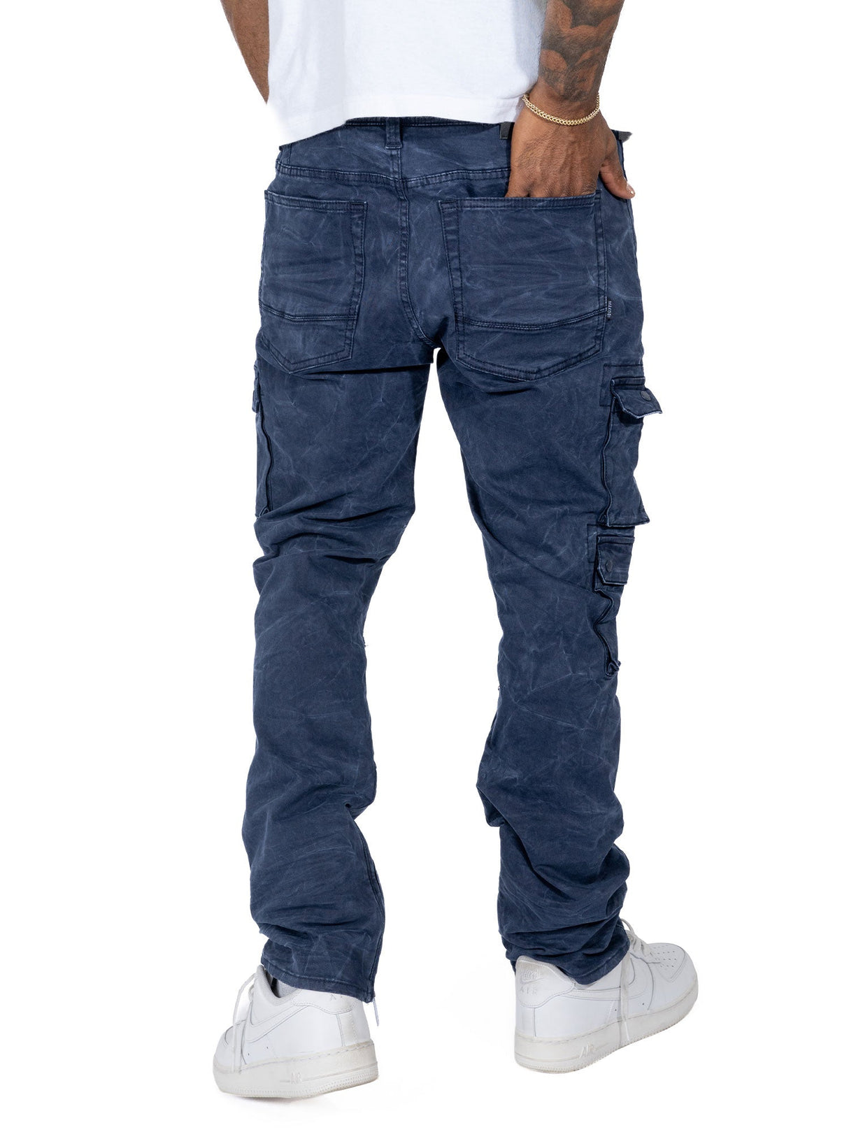 Makobi M1737 Berteli Acid Cargo Pants - Navy