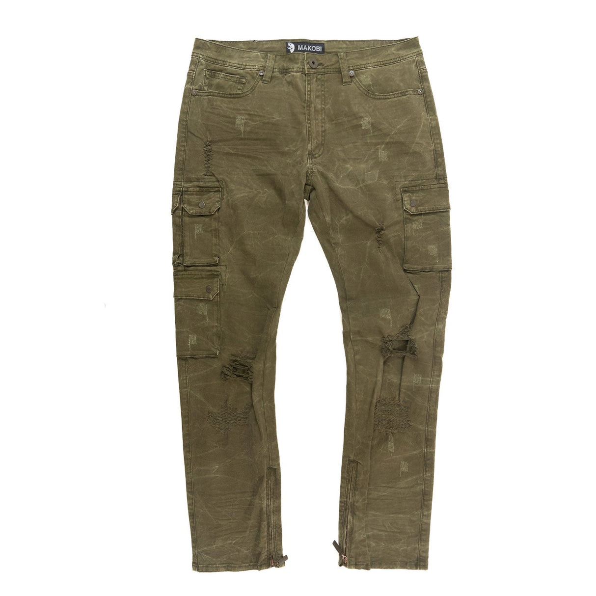 Makobi M1737 Berteli Acid Cargo Pants - Olive