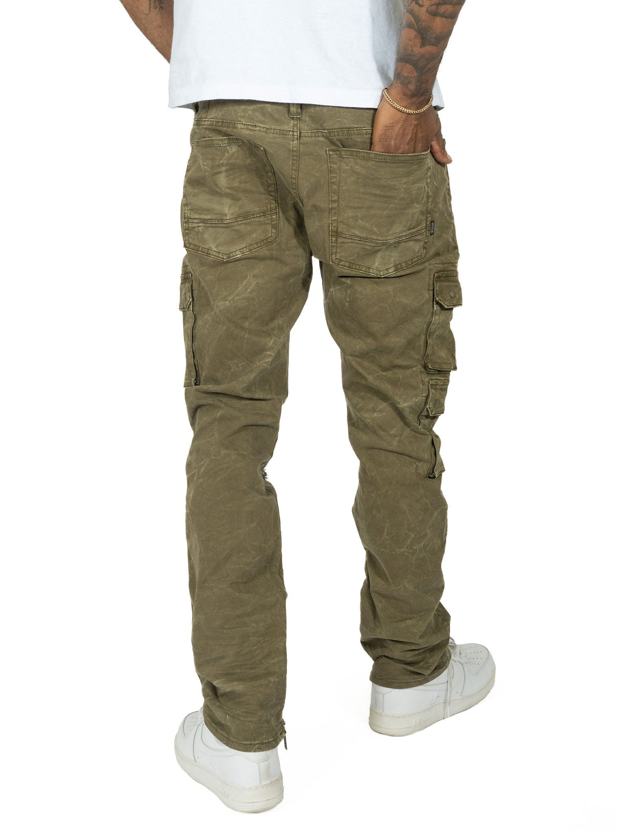 Makobi M1737 Berteli Acid Cargo Pants - Olive