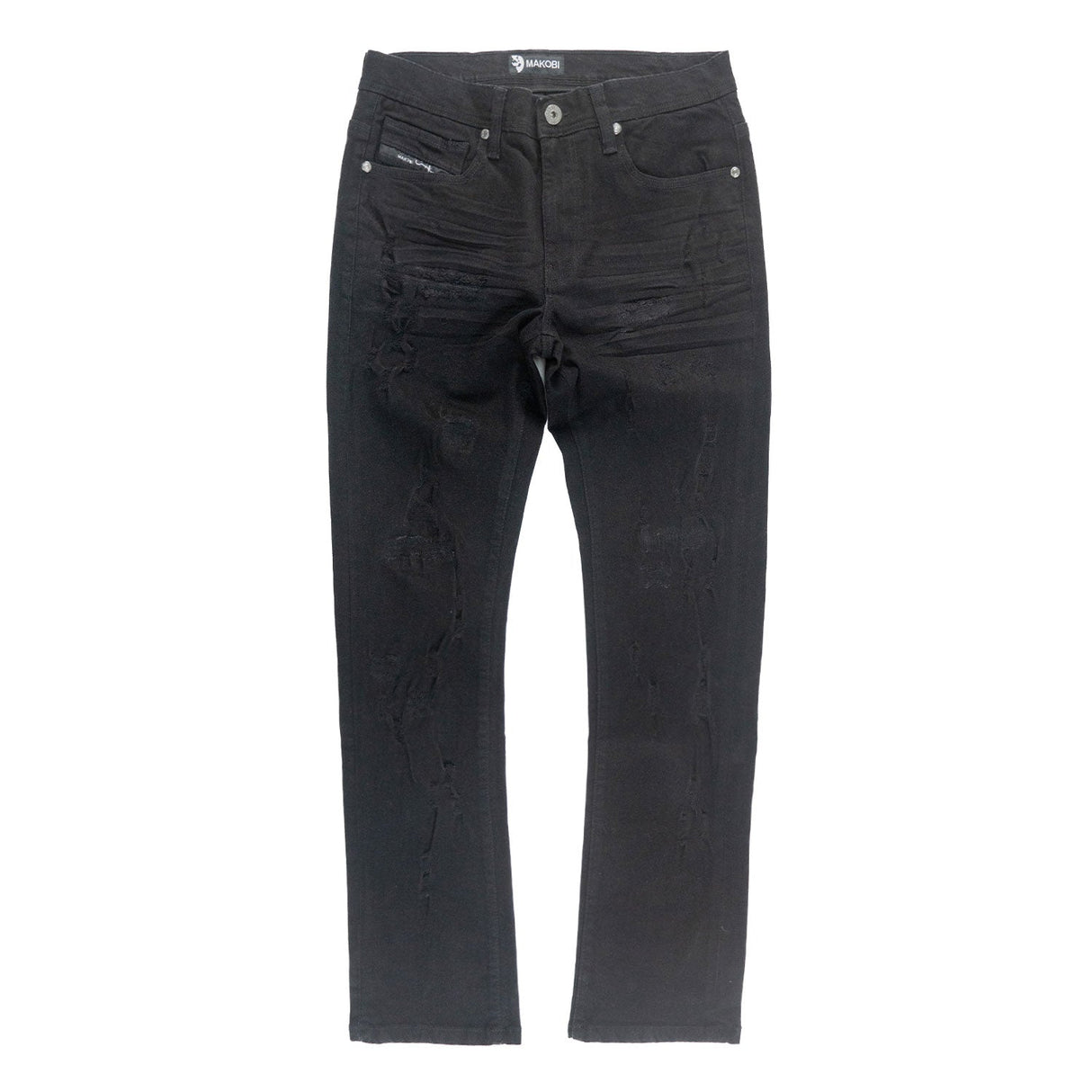 Makobi Slim Fit Jeans | M1753 Bionco Pants - Black-Black