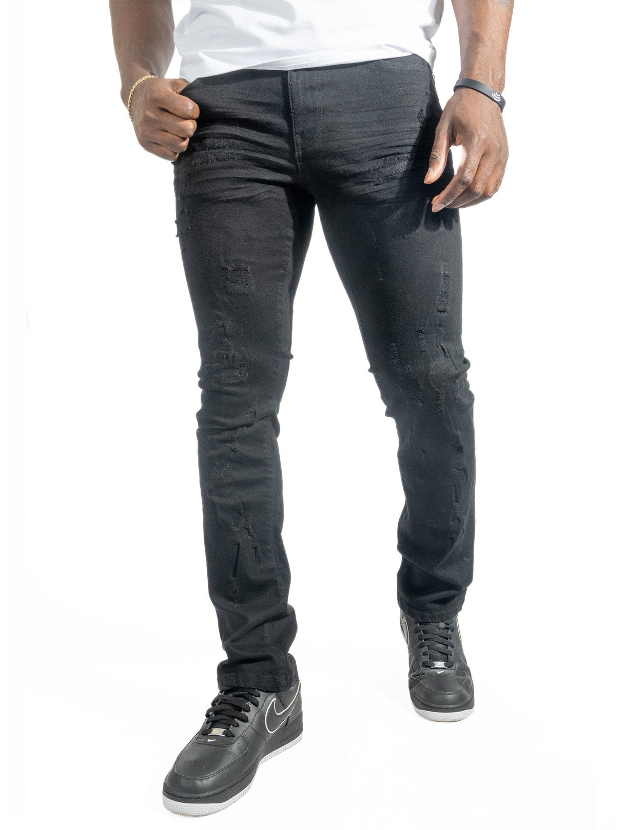 Makobi Slim Fit Jeans | M1753 Bionco Pants - Black-Black