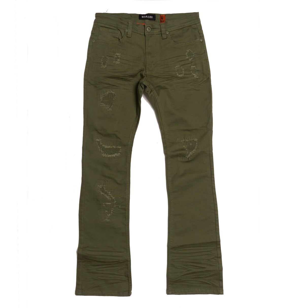 Makobi M1948 Benini Twill Stacked Jeans - Olive