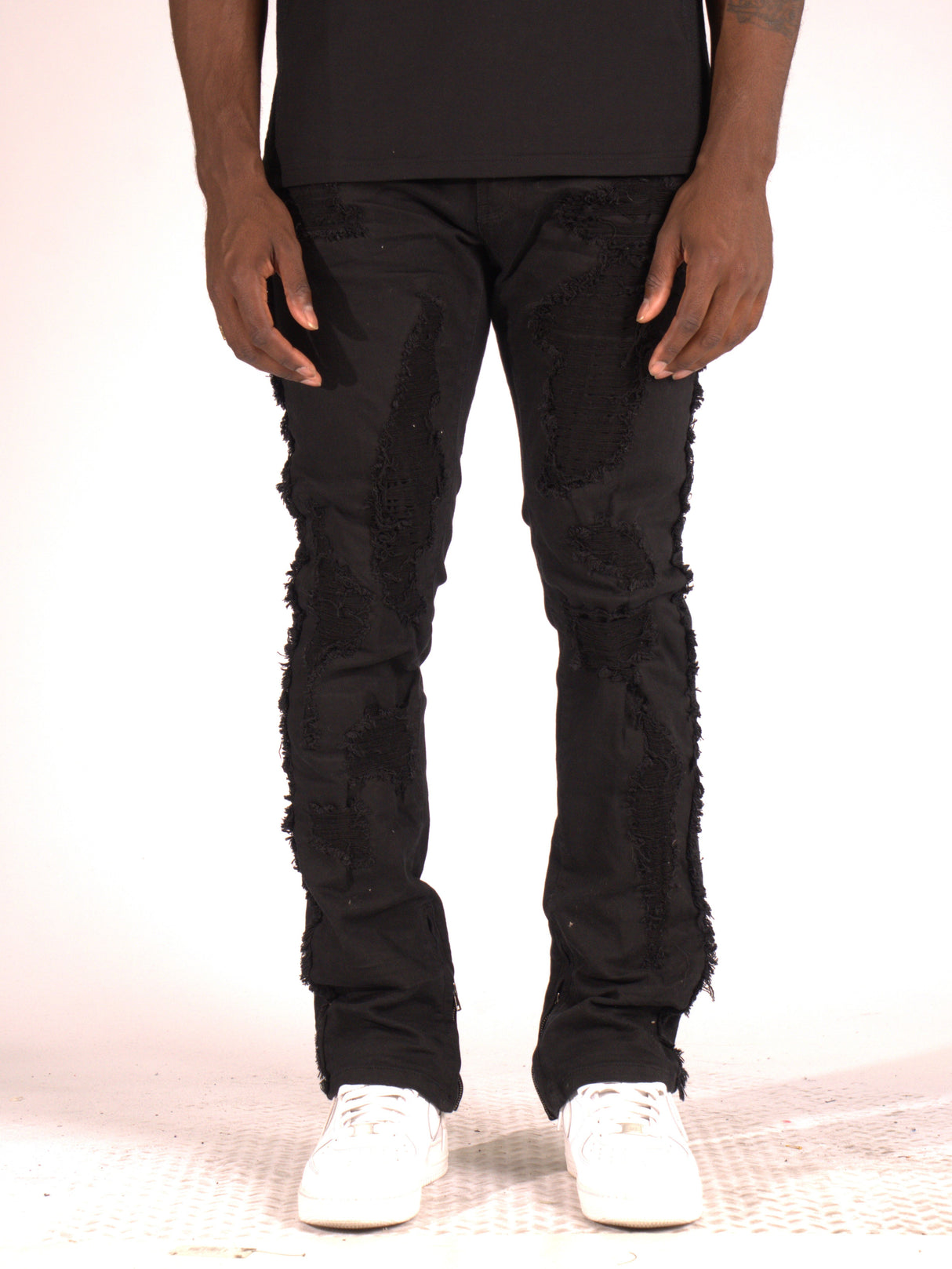 Makobi M1973 Danielli 34" Semi Stacked Jeans- Jet black