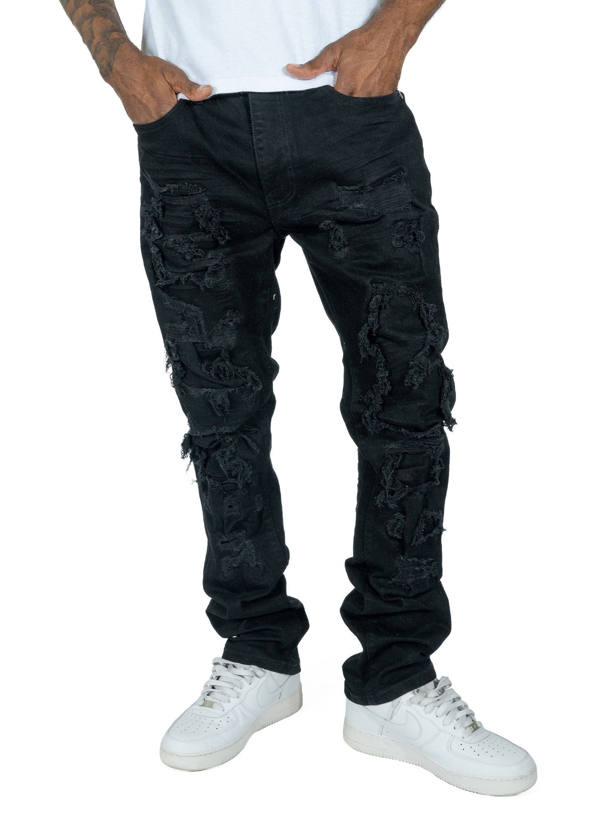 Makobi M1993 Argento Riped & Repair Jeans - Jet Black