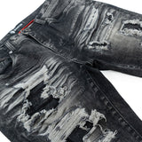 Makobi M1993 Argento Riped & Repair Jeans - Black wash