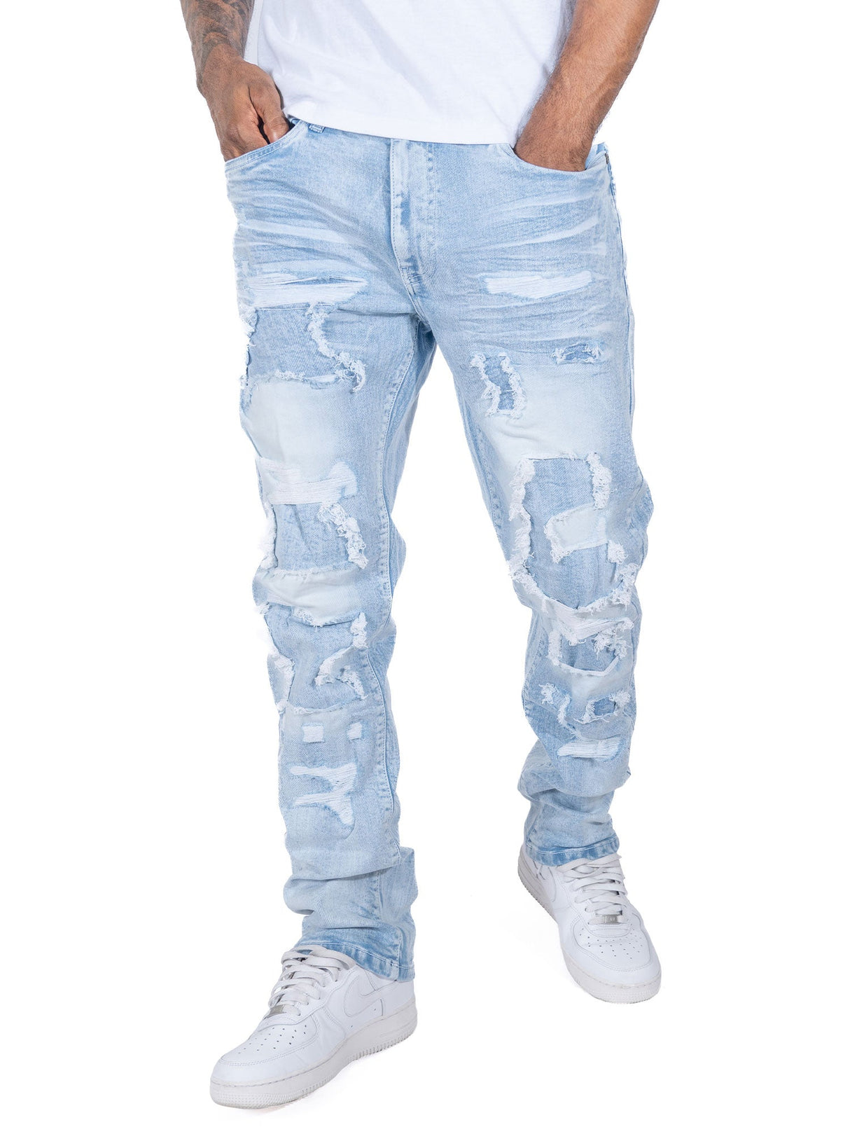 Makobi M1993 Argento Riped & Repair Jeans - Light wash