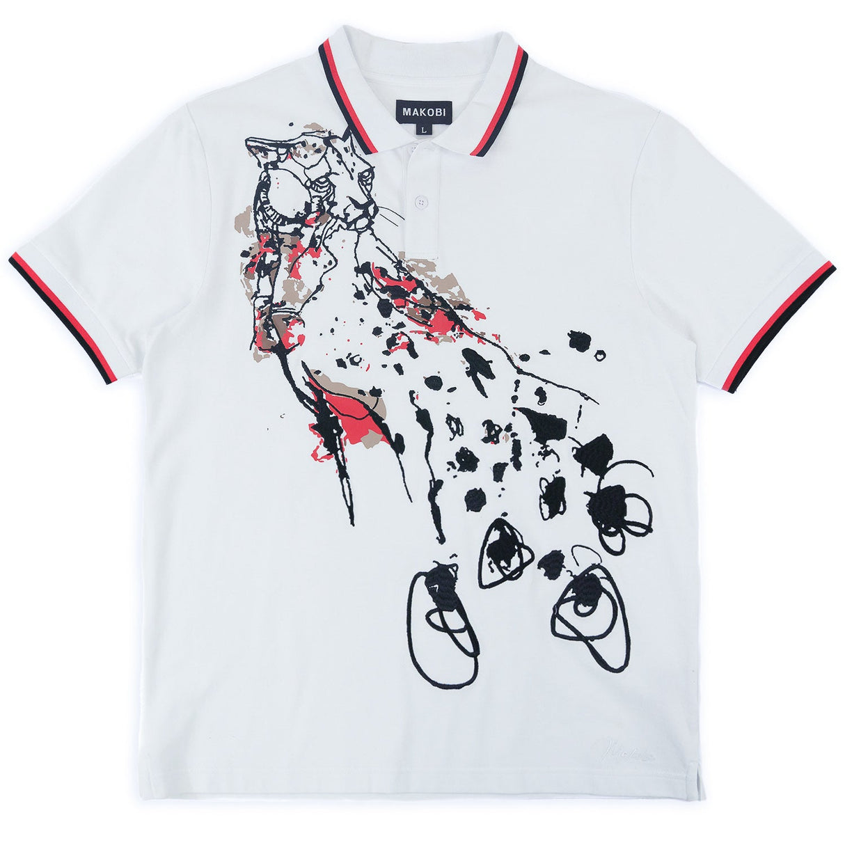 Makobi M388 Verona Cheetah Polo Shirt- White
