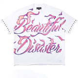 Makobi Jersey Shirt | M391 Beautiful Disaster Boxed Tee - White