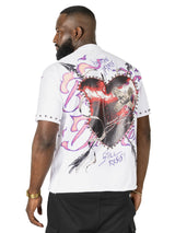 Makobi Jersey Shirt | M391 Beautiful Disaster Boxed Tee - White