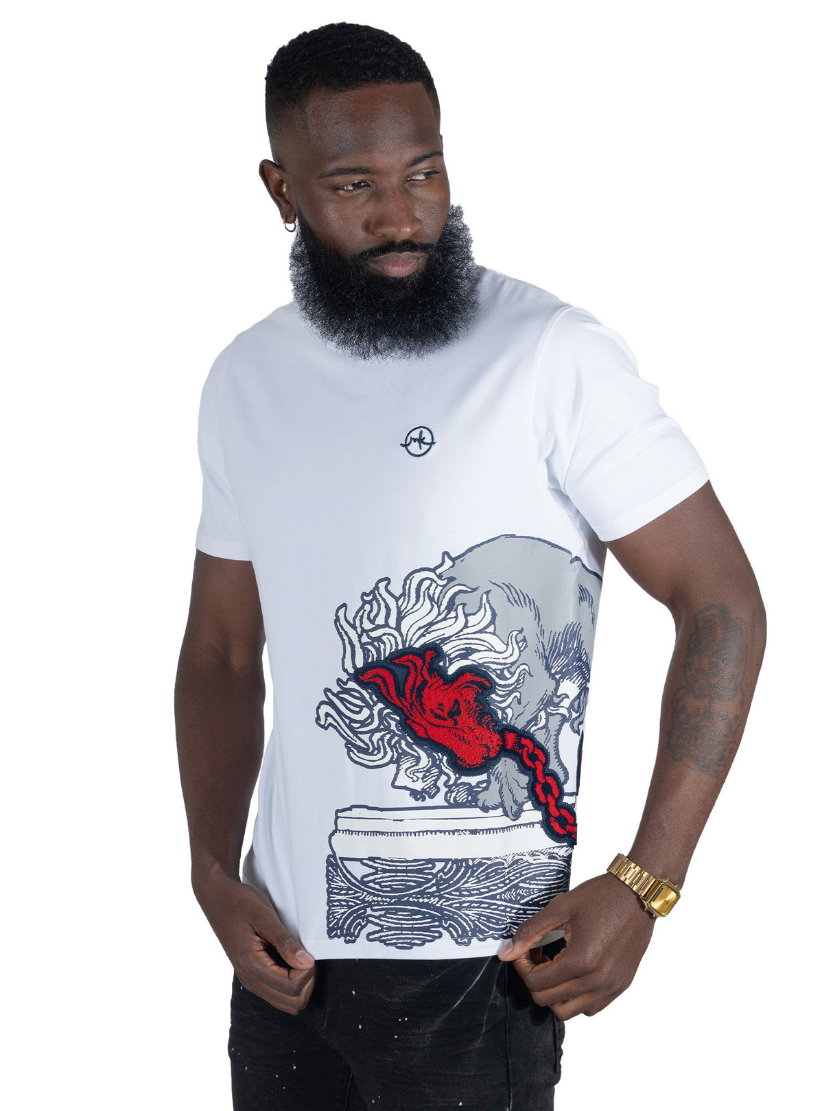 Makobi M396 Verona Lion Tee - White