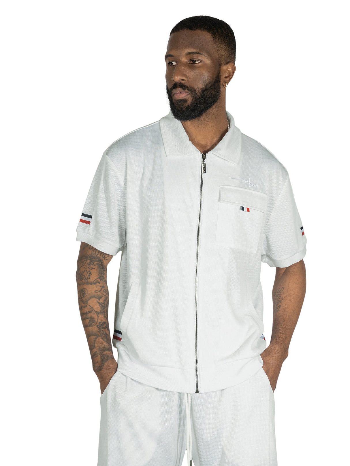 Makbi M428 Moreli Knit Short Sets - White