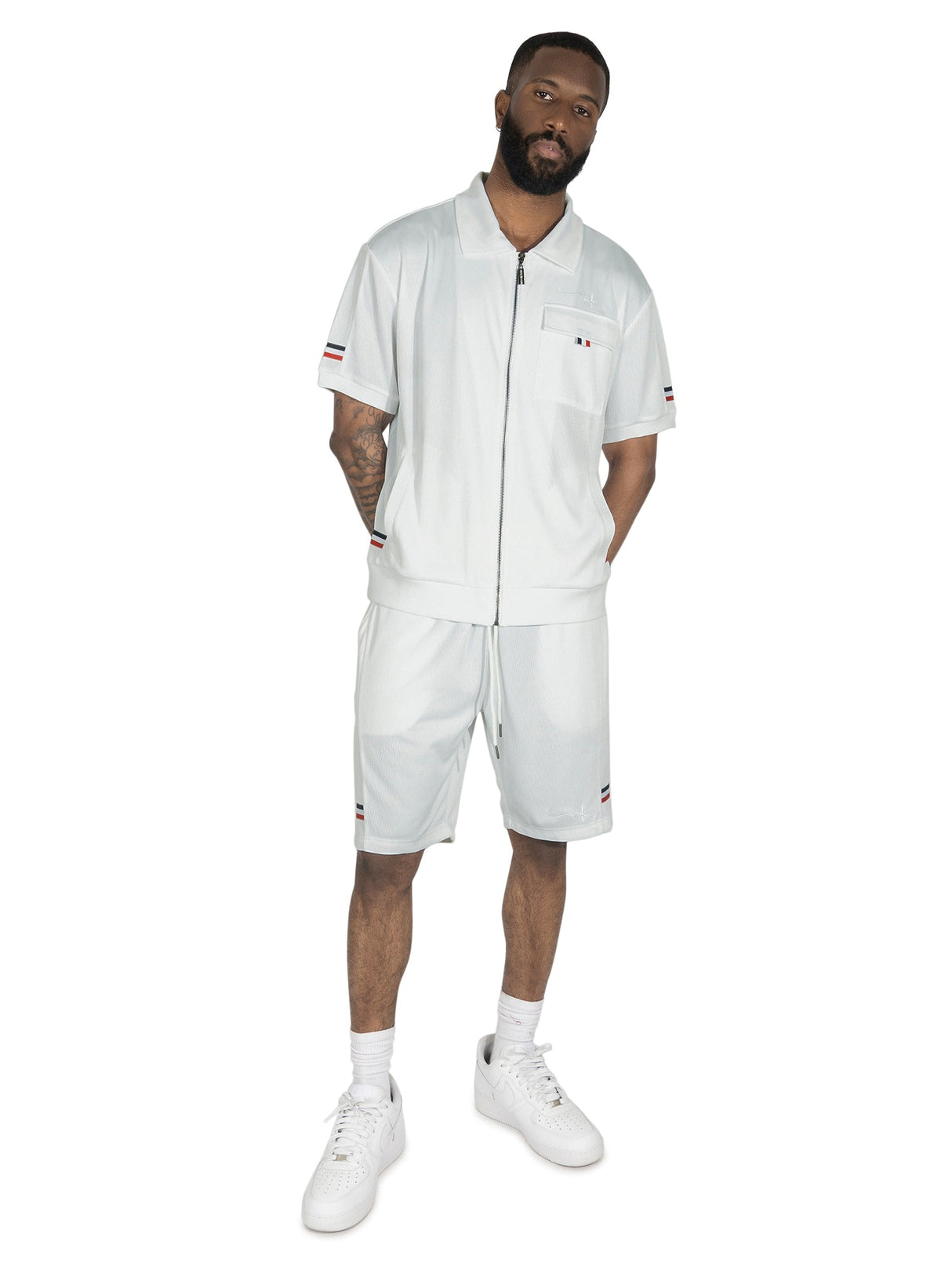 Makbi M428 Moreli Knit Short Sets - White