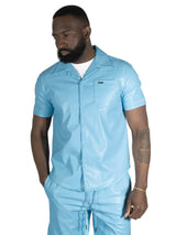 Makobi M429 Bellucci Vegan Leather Shirt - Blue