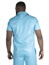 Makobi M429 Bellucci Vegan Leather Shirt - Blue