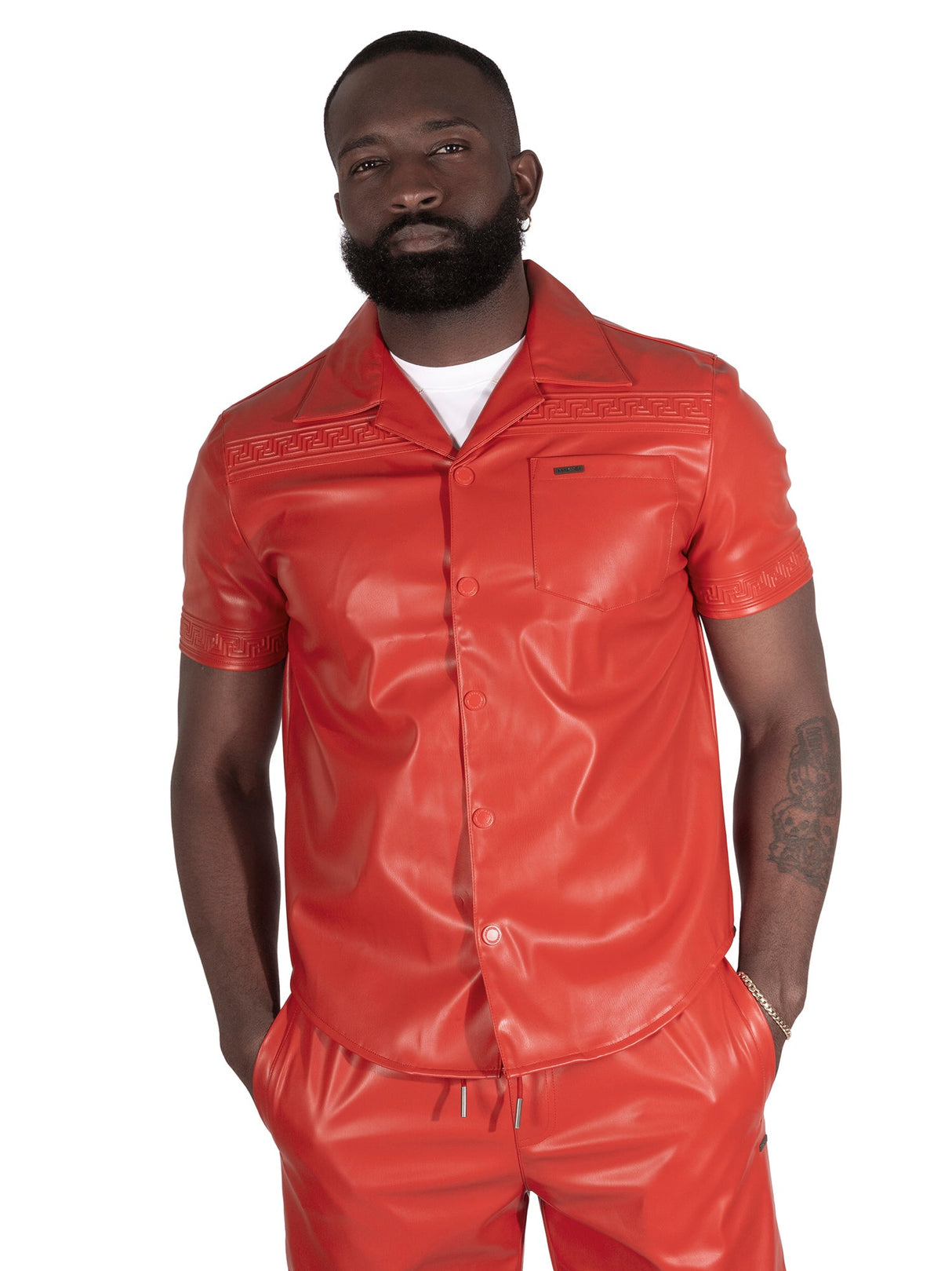 Makobi M429 Bellucci Vegan Leather Shirt - Red