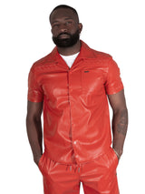 Makobi M429 Bellucci Vegan Leather Shirt - Red
