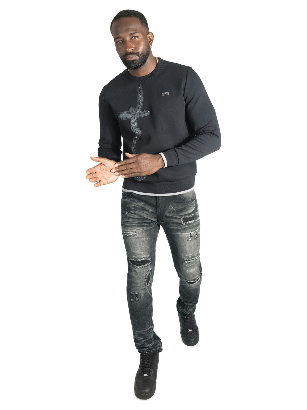 Makobi Sweatshirt | M4355 Lorenzo MK Crewneck - Black