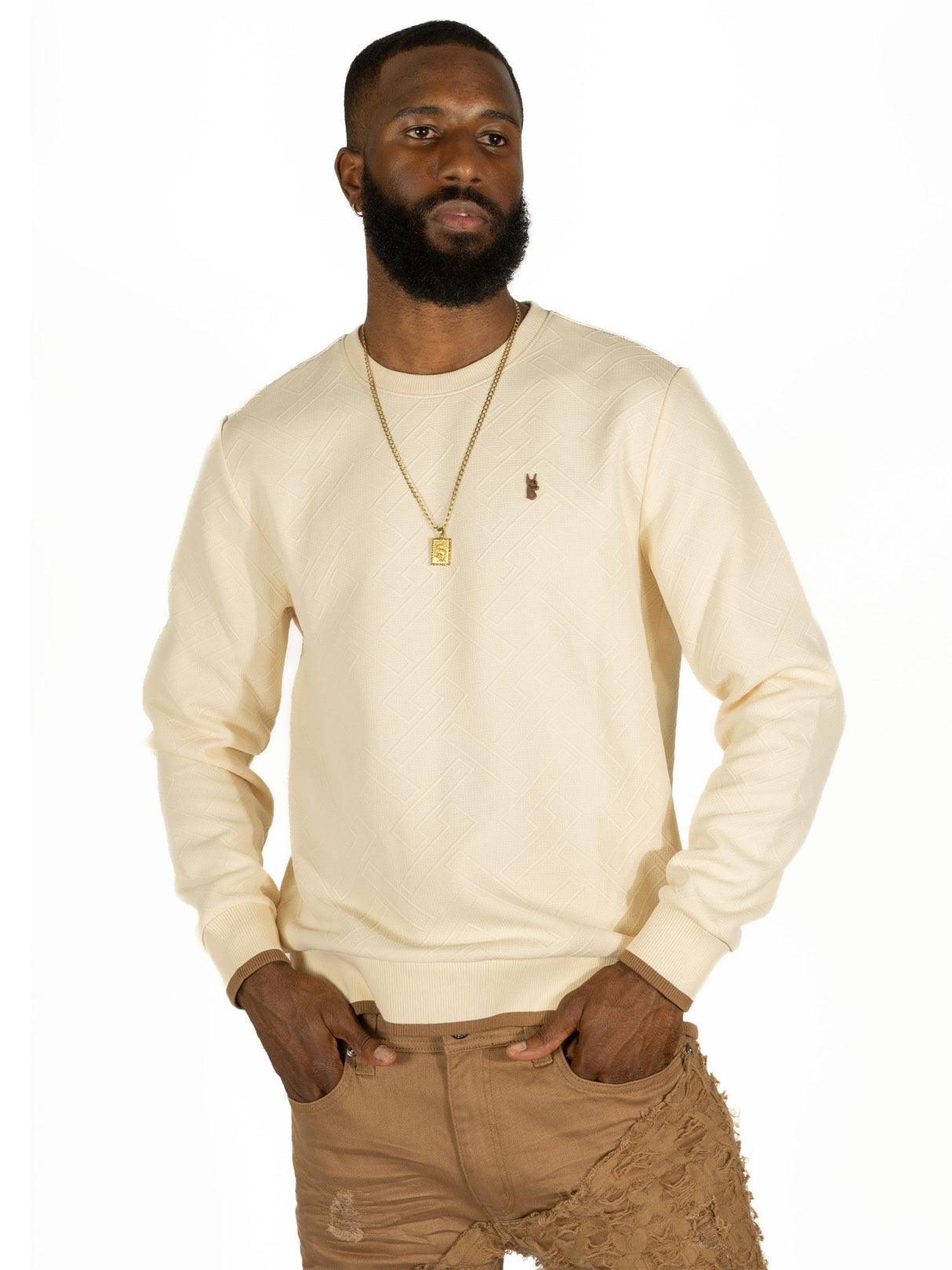 Makobi M4390 Beanchi Jacquard Crewneck - Natural