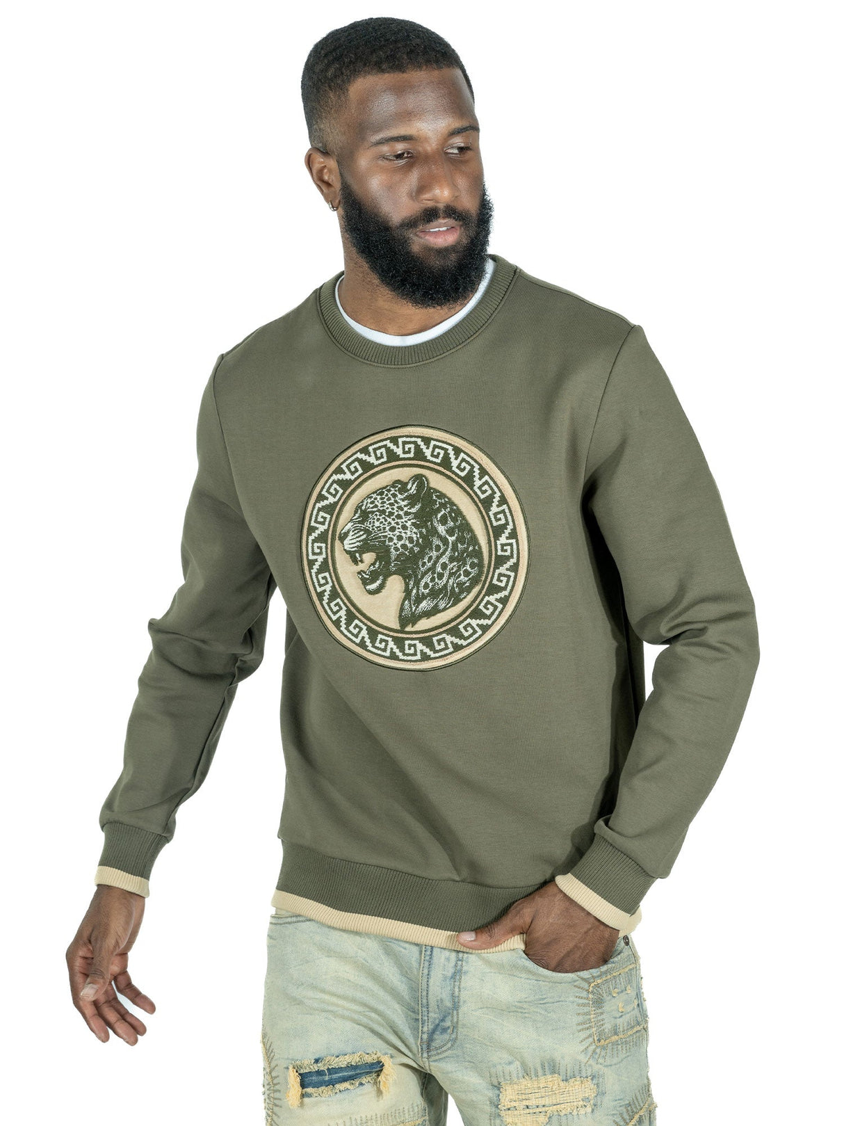 Makobi M4590 Pantera Crewneck Sweatshirt - Olive