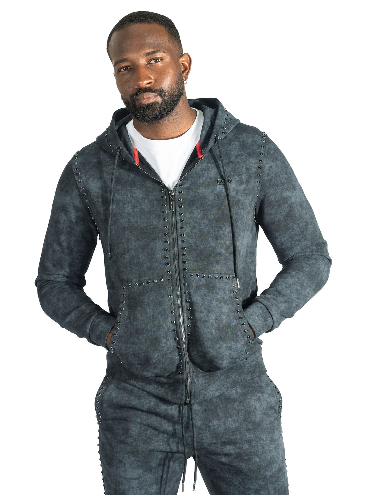 Makobi Set | M5455 Lorenzino Zip-Up Hoodie Set - Black