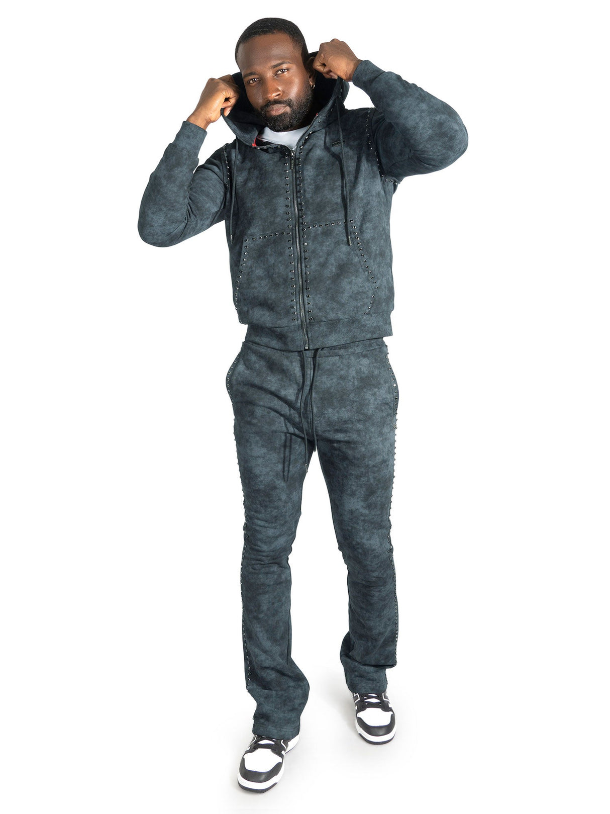 Makobi Set | M5455 Lorenzino Zip-Up Hoodie Set - Black