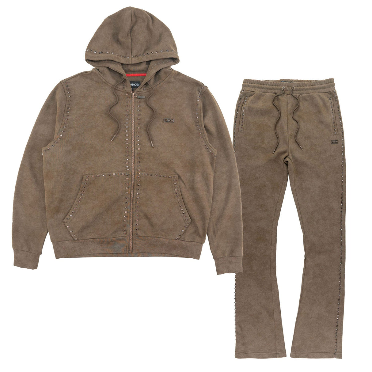 Makobi Set | M5455 Lorenzino Zip-Up Hoodie Set - Brown