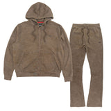 Makobi Set | M5455 Lorenzino Zip-Up Hoodie Set - Brown