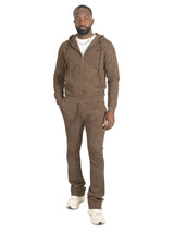 Makobi Set | M5455 Lorenzino Zip-Up Hoodie Set - Brown