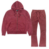 Makobi Set | M5455 Lorenzino Zip-Up Hoodie Set - Burgundy