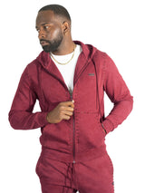 Makobi Set | M5455 Lorenzino Zip-Up Hoodie Set - Burgundy