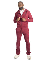 Makobi Set | M5455 Lorenzino Zip-Up Hoodie Set - Burgundy