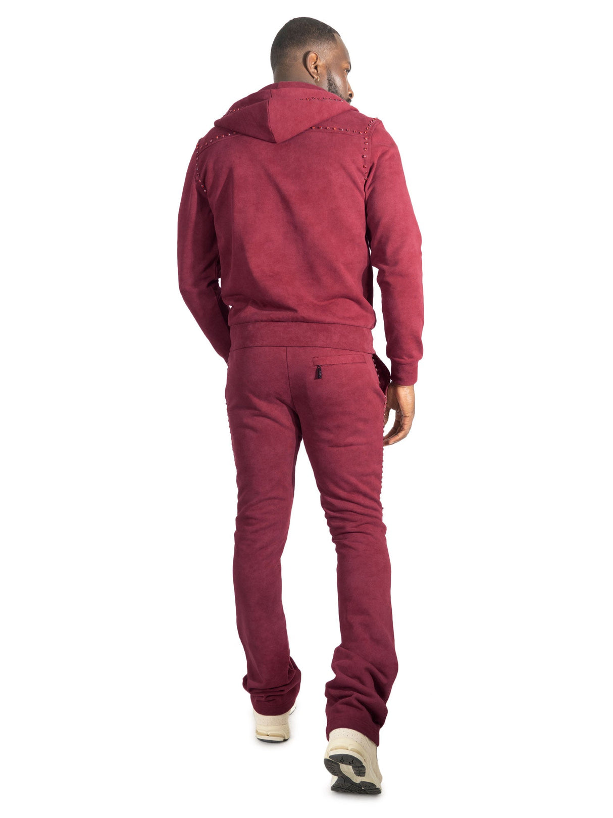 Makobi Set | M5455 Lorenzino Zip-Up Hoodie Set - Burgundy