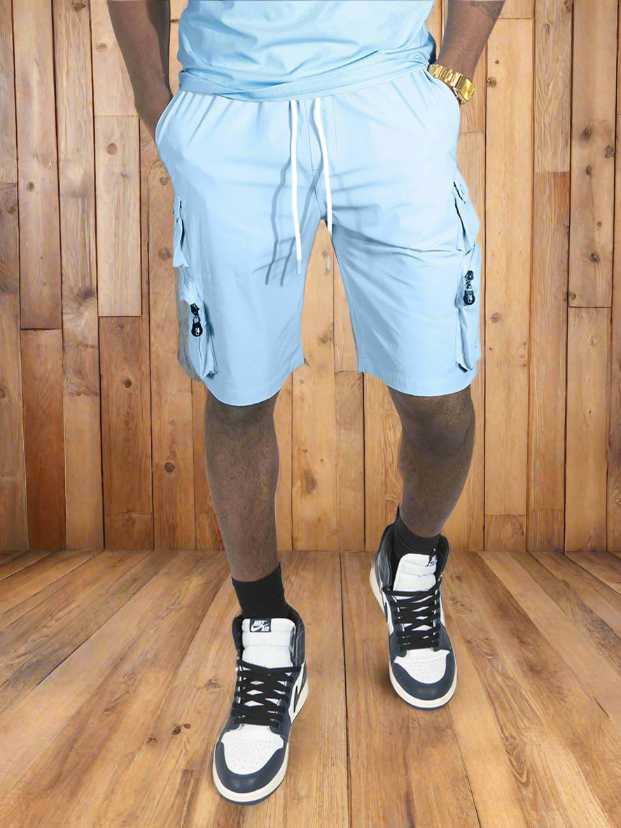 Makobi M633 Colton Nylon Spandex Cargo Shorts - Light Blue
