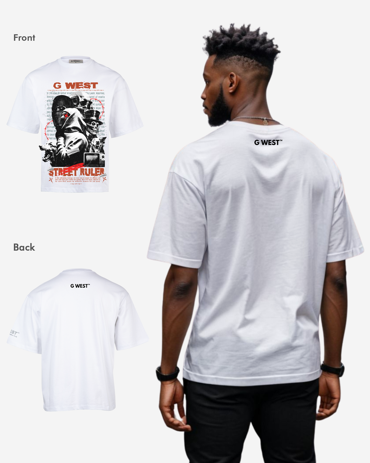 G-WEST STREET RULER OVERSIZED TEE