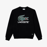 LACOSTE MEN'S CLASSIC FIT COTTON FLEECE SWEATSHIRT BLACK