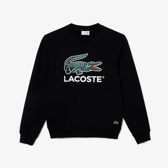 LACOSTE MEN'S CLASSIC FIT COTTON FLEECE SWEATSHIRT BLACK
