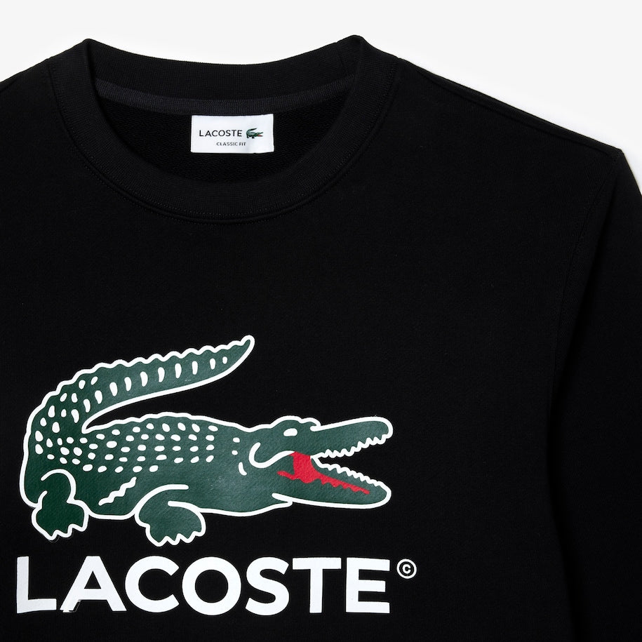 LACOSTE MEN'S CLASSIC FIT COTTON FLEECE SWEATSHIRT BLACK