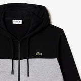 LACOSTE MEN'S COLORBLOCK ZIP-UP HOODIE BLACK GREY