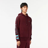 LACOSTE MEN'S CONTRAST DETAILS HOODIE BURGUNDY
