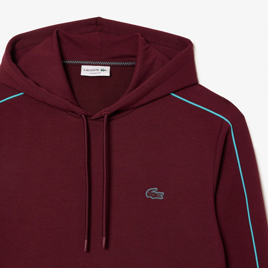 LACOSTE MEN'S CONTRAST DETAILS HOODIE BURGUNDY