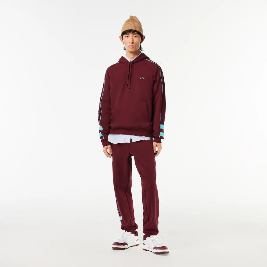 LACOSTE MEN'S CONTRAST DETAILS HOODIE BURGUNDY