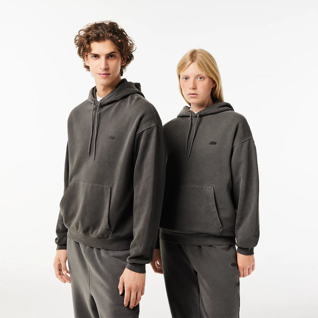 LACOSTE UNISEX LOOSE FIT COTTON FLEECE JOGGER HOODIE GREY