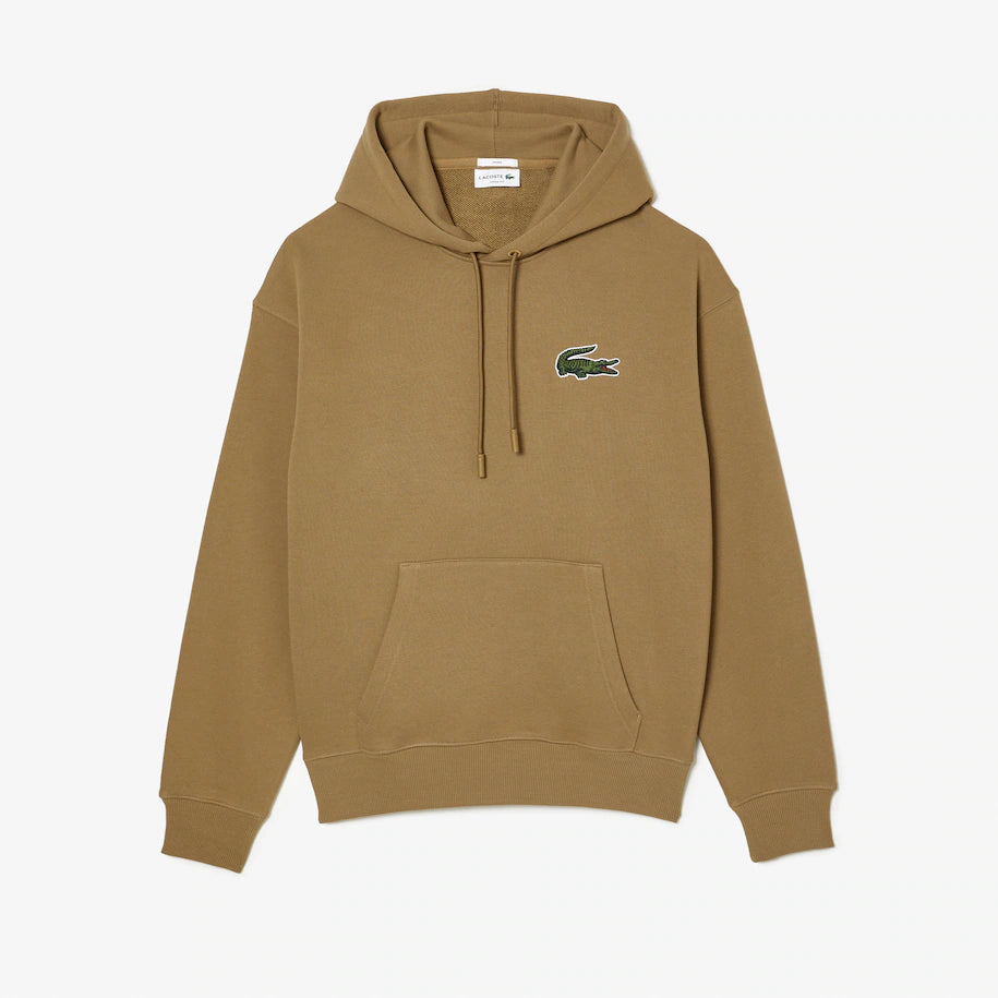 LACOSTE UUNISEX LOOSE FIT ORGANIC COTTON HOODIE BROWN