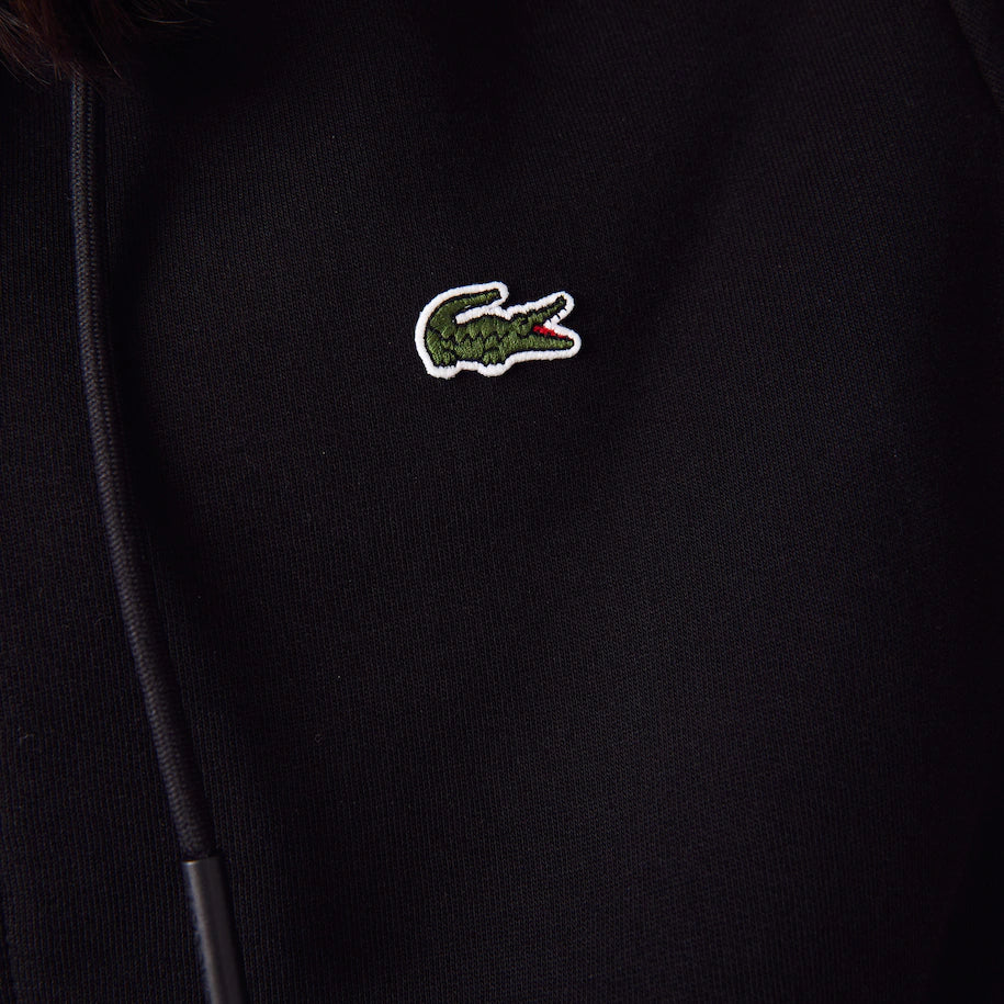 LACOSTE MEN'S FLEECE ZIP-UP HOODIE BLACK