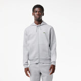 LACOSTE MEN'S FLEECE ZIPPED HOODIE GREY