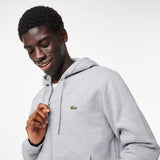 LACOSTE MEN'S FLEECE ZIPPED HOODIE GREY