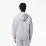 LACOSTE MEN'S FLEECE ZIPPED HOODIE GREY