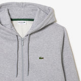 LACOSTE MEN'S FLEECE ZIPPED HOODIE GREY