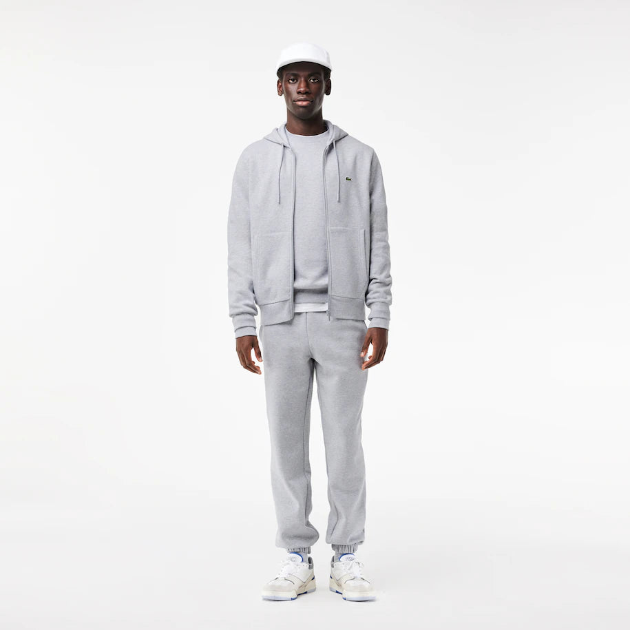 LACOSTE MEN'S FLEECE ZIPPED HOODIE GREY